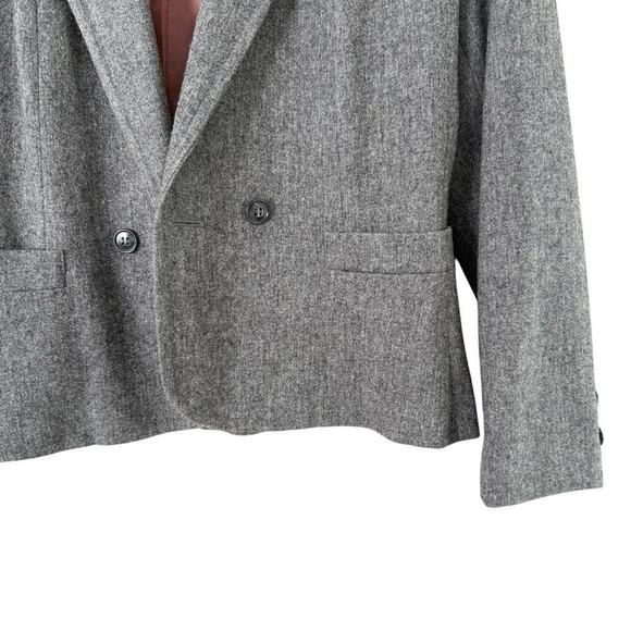 Vintage Saks Fifth Avenue Gray Wool Blazer Jacket One Button Front, Size Medium - Picture 5 of 11